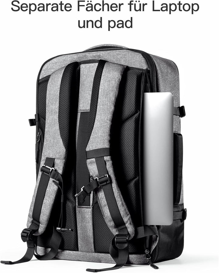 Inateck 38.5-46.2 L Reiserucksack Erweiterbarer Herren Damen Handgepäck Flugzeug Rucksack, 15.6 Zoll