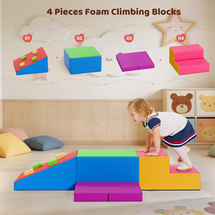 Baby-Schaumstoffbausteine, XXL Softplay-Set für Kleinkinder von 1–3 Jahren, Schaumstoff Bausteine fü