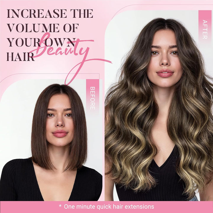 MAXITA Clip in Haarverlängerungen aus echtem Menschenhaar, Remy Haar Clip in Extensions für Damen, n