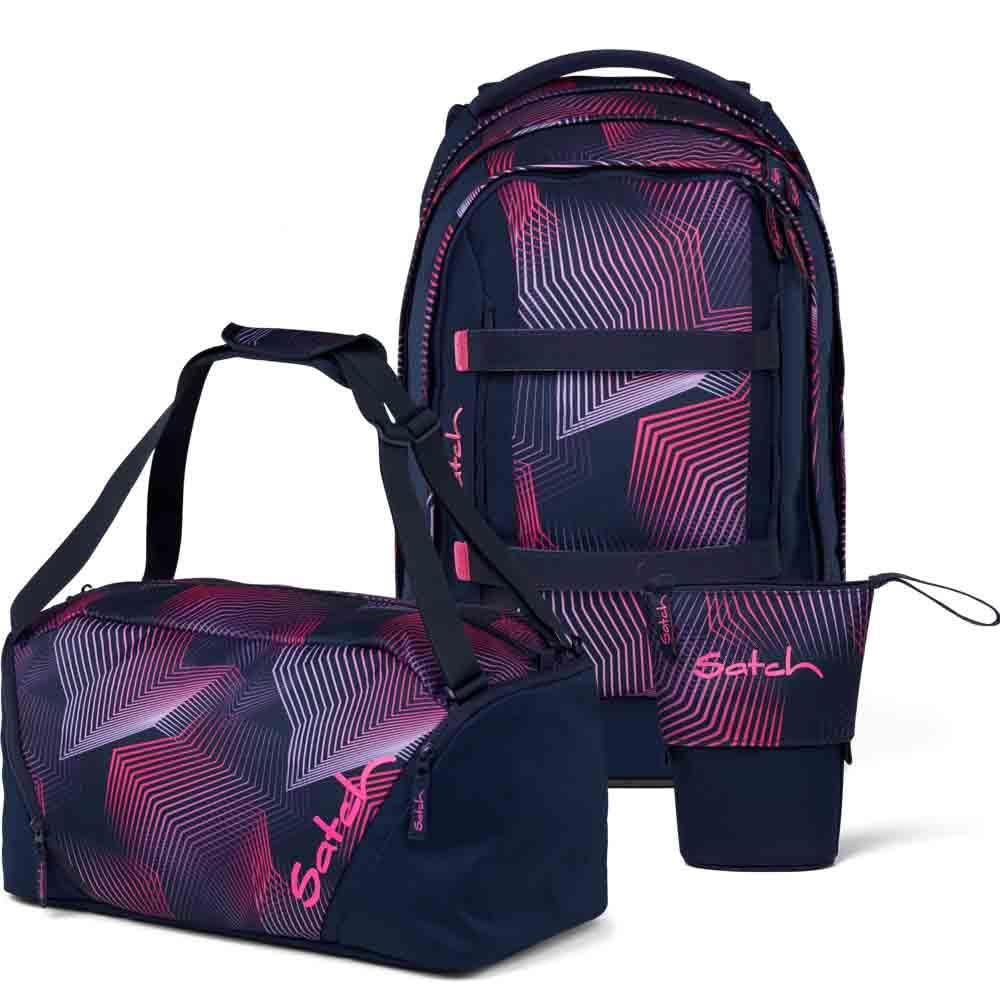 Satch Pack Pencil Slider Edition Schulrucksack Set 3tlg. inkl. Sporttasche (Seismic Pink), Seismic P