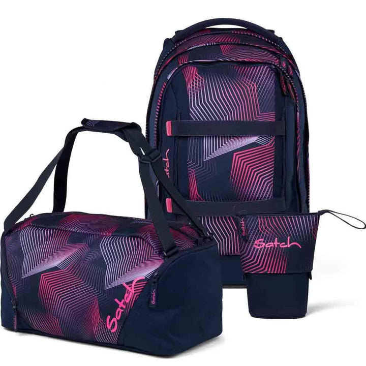 Satch Pack Pencil Slider Edition Schulrucksack Set 3tlg. inkl. Sporttasche (Seismic Pink), Seismic P