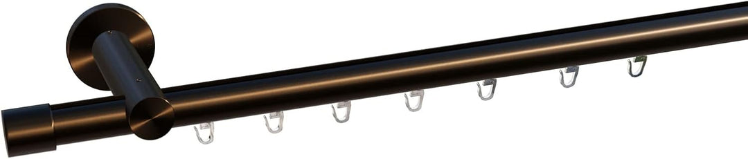 Tilldekor Innenlauf Gardinenstange HIGH-LINE ANDRAX, 1-Lauf, braun-antik, Ø 20 mm, 240 cm, inkl. Trä