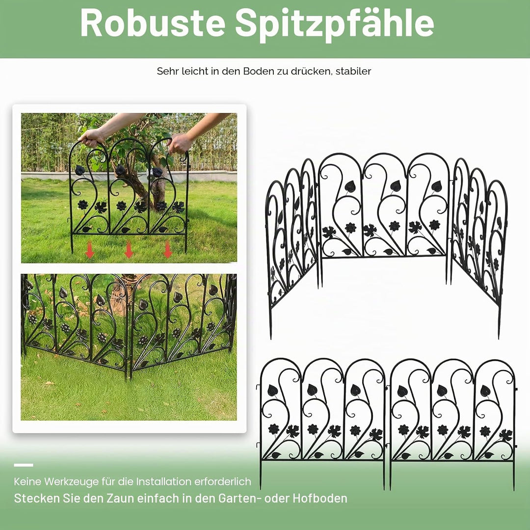 unho 5 Stück Beetzaun Metall Set, Teichzaun Gartenzaun Set Metallzaun Zaun für den Garten, Gitterzau