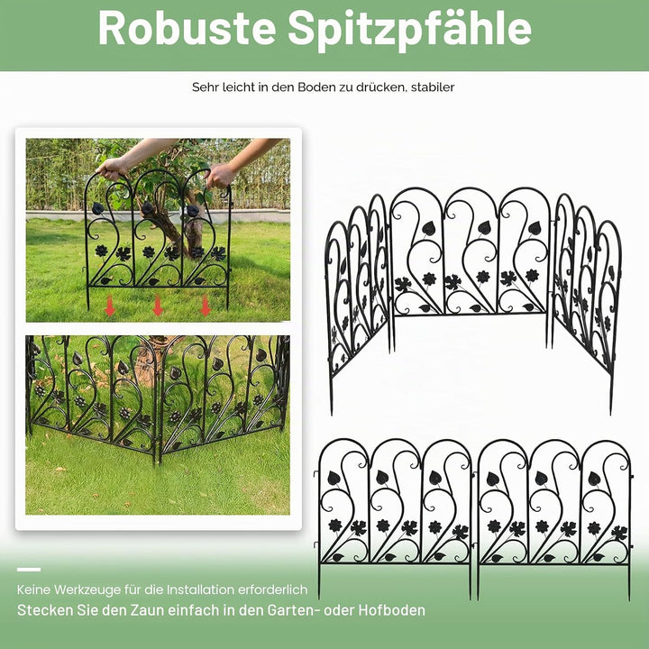 unho 5 Stück Beetzaun Metall Set, Teichzaun Gartenzaun Set Metallzaun Zaun für den Garten, Gitterzau