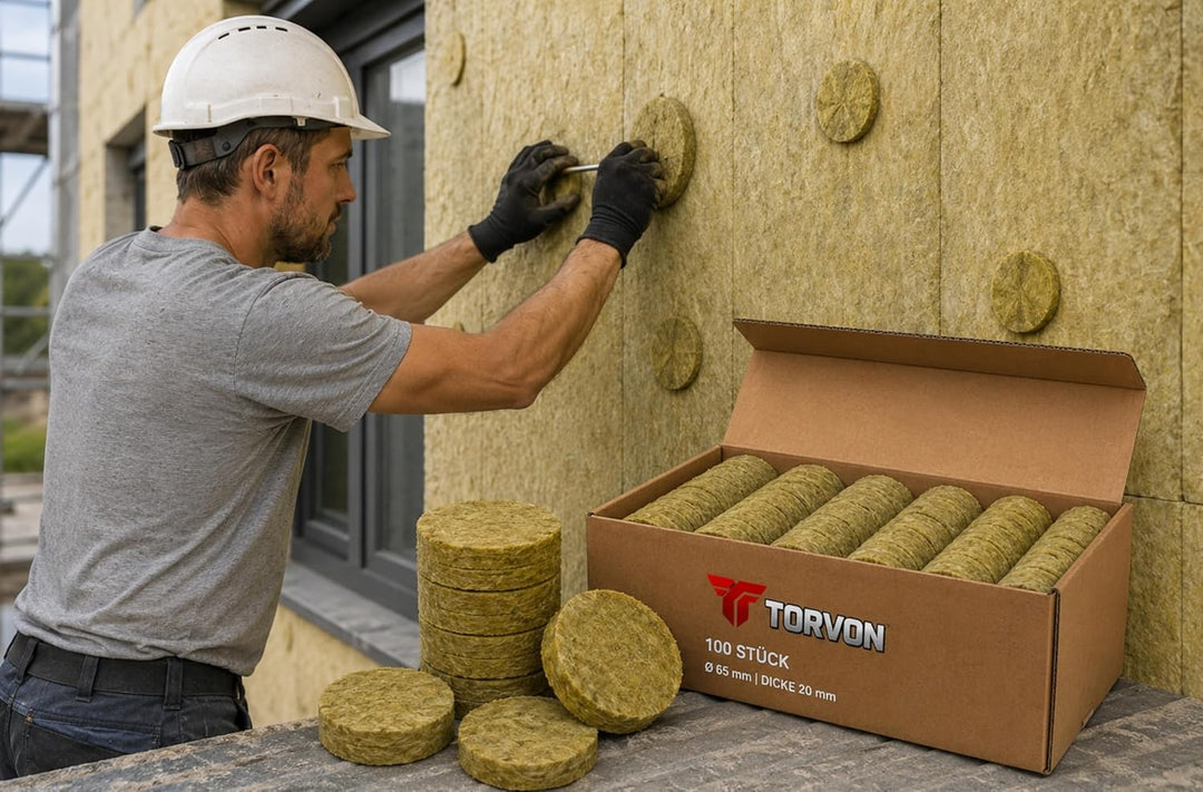 Mineralwolle Rondelle für WDVS - 100 St. - Fassadendämmung/Wärmedämmung/Mineralwolle Scheiben Abdeck