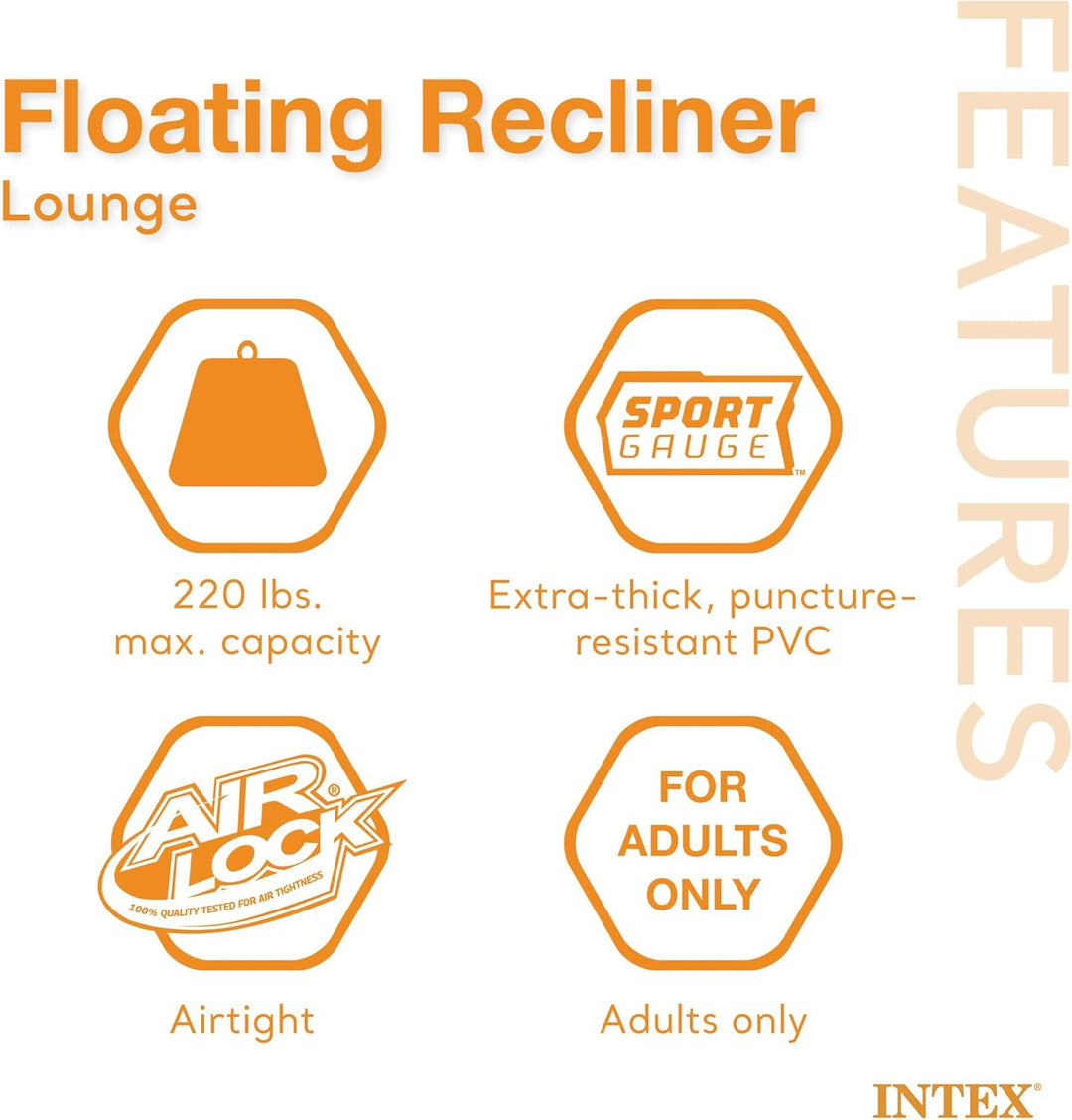 Intex Floating Recliner Lounge - Aufblasbarer Badelounge, mehrfarbig, 180 x 135