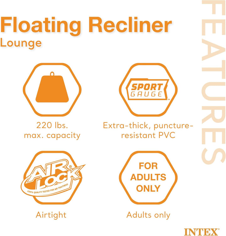 Intex Floating Recliner Lounge - Aufblasbarer Badelounge, mehrfarbig, 180 x 135