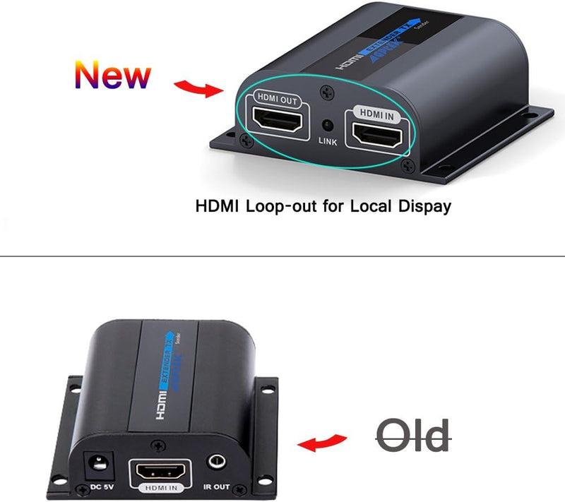 AGPTEK LKV372PRO 60m HDMI Extender mit 2 HDMI-Ausgänge über Einziges CAT6/6a/7 Ethernet Kabel (1080p