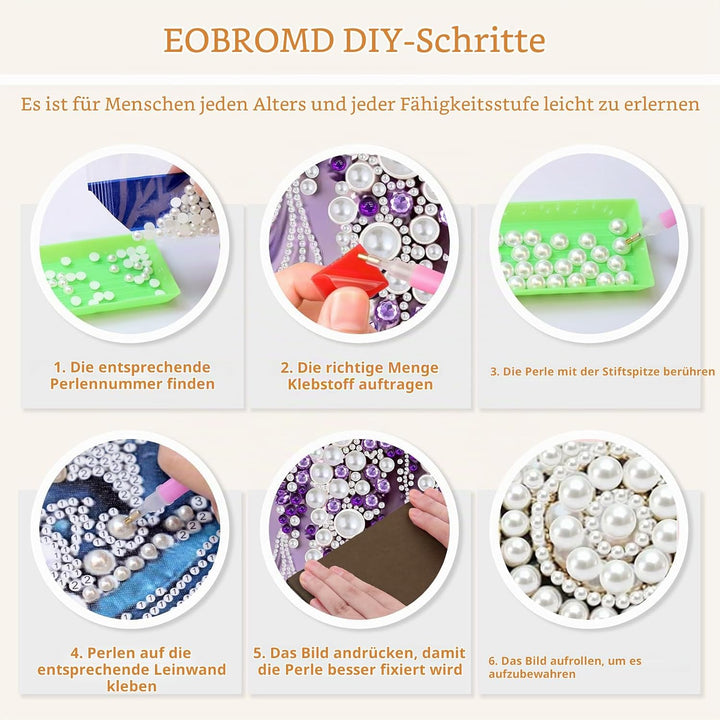 EOBROMD Traube Diamond Art Pearl Painting Kits for Adults, 5D Diamond, Painting with Pearls, Perlen