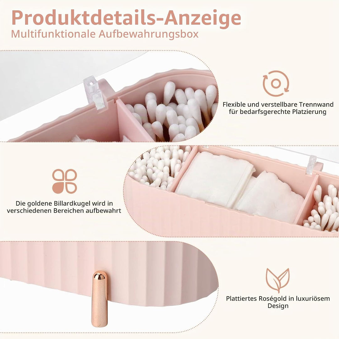 Make Up Kosmetik Organizer, Wattepads Aufbewahrung mit Deckeln, Wattestäbchen Behälter Lidschattenpi