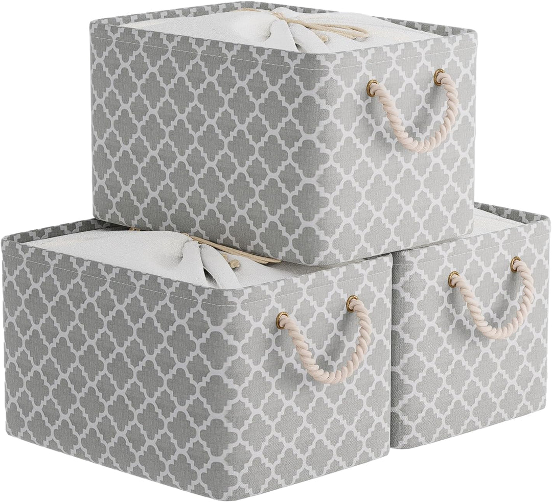OUTBROS Grosser Aufbewahrungskorb, 34 x 24 x 20 cm Stoff Aufbewahrungsbox mit Kordelzug und Griff, f