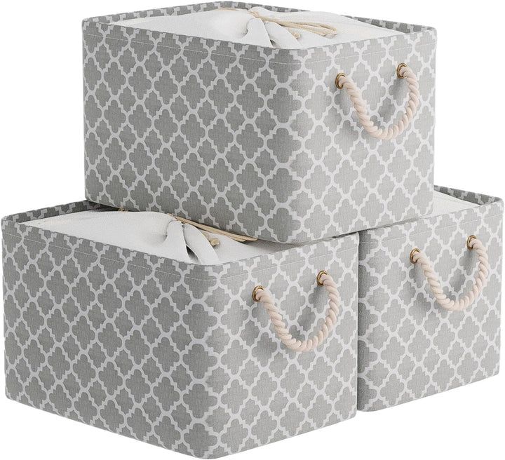OUTBROS Grosser Aufbewahrungskorb, 34 x 24 x 20 cm Stoff Aufbewahrungsbox mit Kordelzug und Griff, f