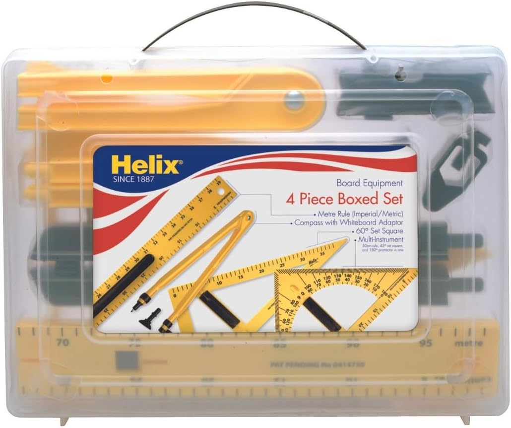 Helix Whiteboard-Lineal X24050, magnetisch, 60 cm Set gelb Whiteboard-Set, 4-teilig, Whiteboard-Set,