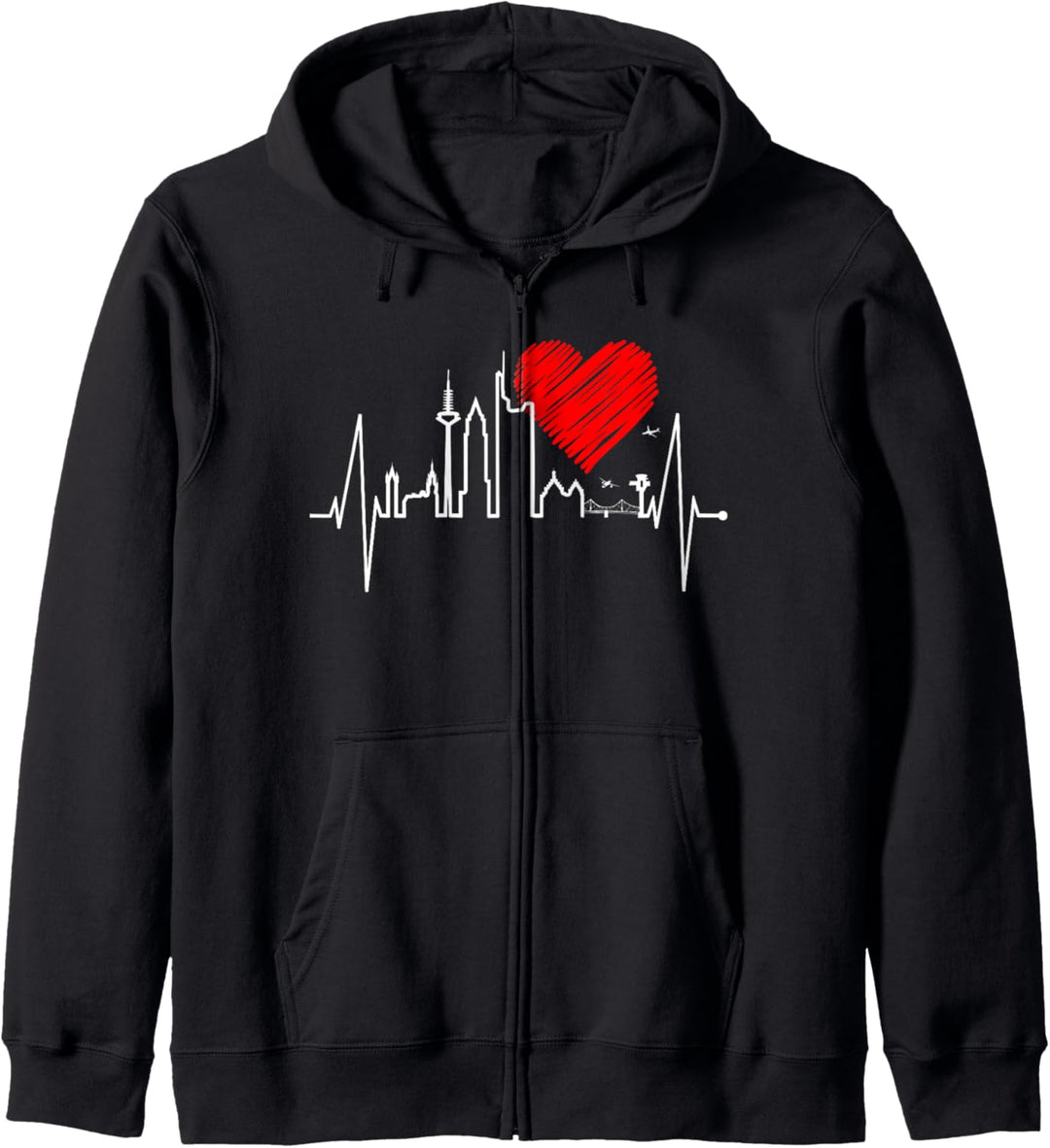 Frankfurt Skyline Herzschlag Fan Ich Liebe Frankfurt Am Main Kapuzenjacke