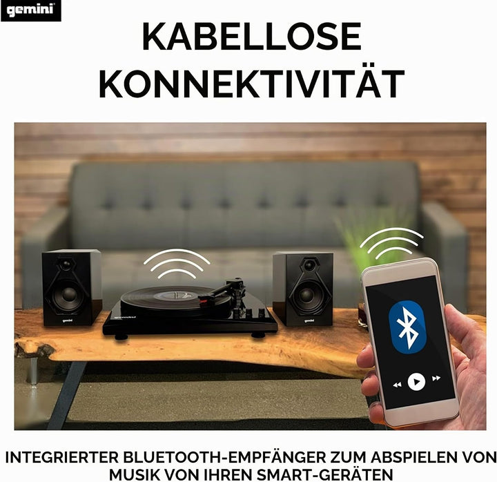 Gemini TT-900BB - Black | Plattenspieler mit Soundsystem - Bluetooth - Komplettsystem