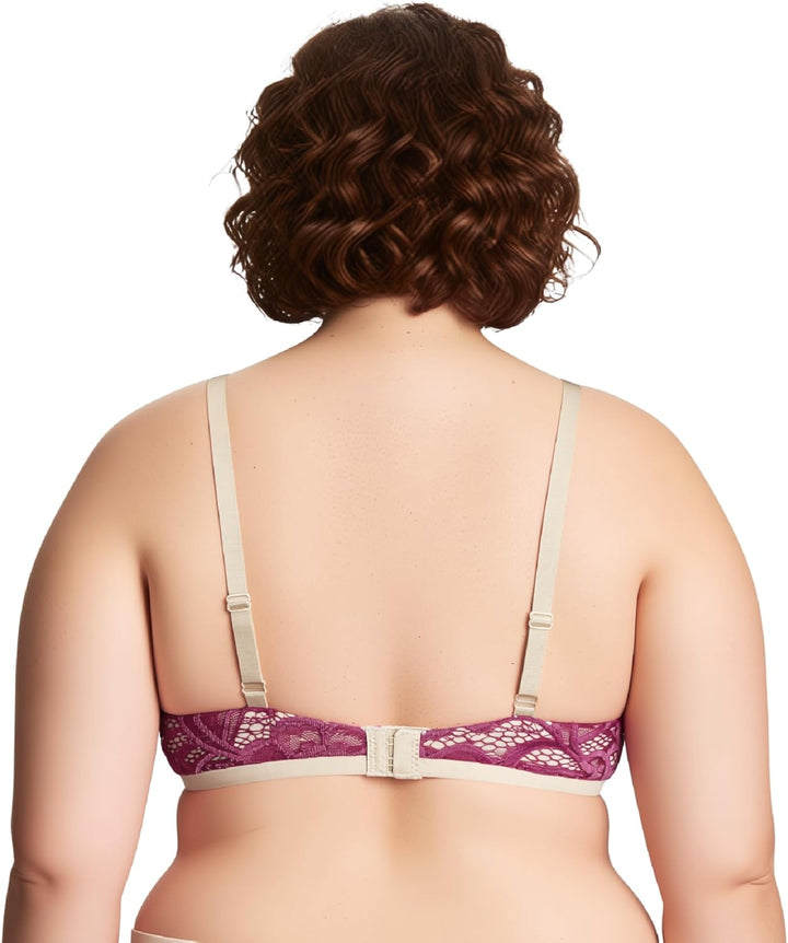 Curve Muse Damen Übergrösse Hochdrücken 1 Tasse hinzufügen Bügel Perfekte Form Spitzen-BHS 70C Rose,