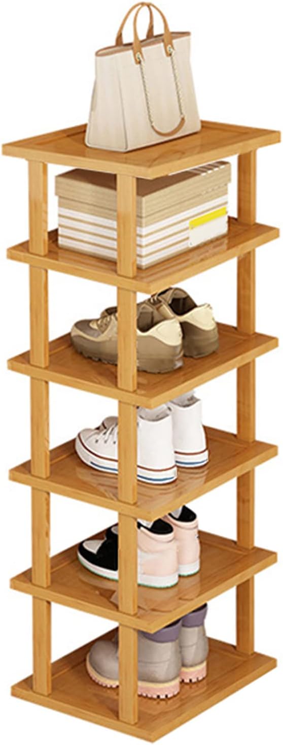 Platzsparendes Schuhregal mit 5/7/8 Ebenen - Abnehmbarer Holz-Schuhturm, Vertikal für Eingang, Flur