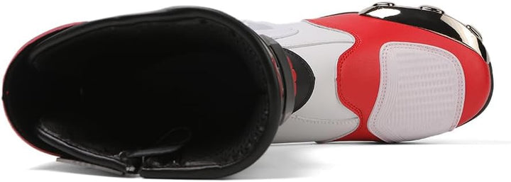 Zeozoom Motorrad-Reitstiefel, Motorrad-Lederstiefel für Damen und Herren, Schutz, rutschfest, Rennsp