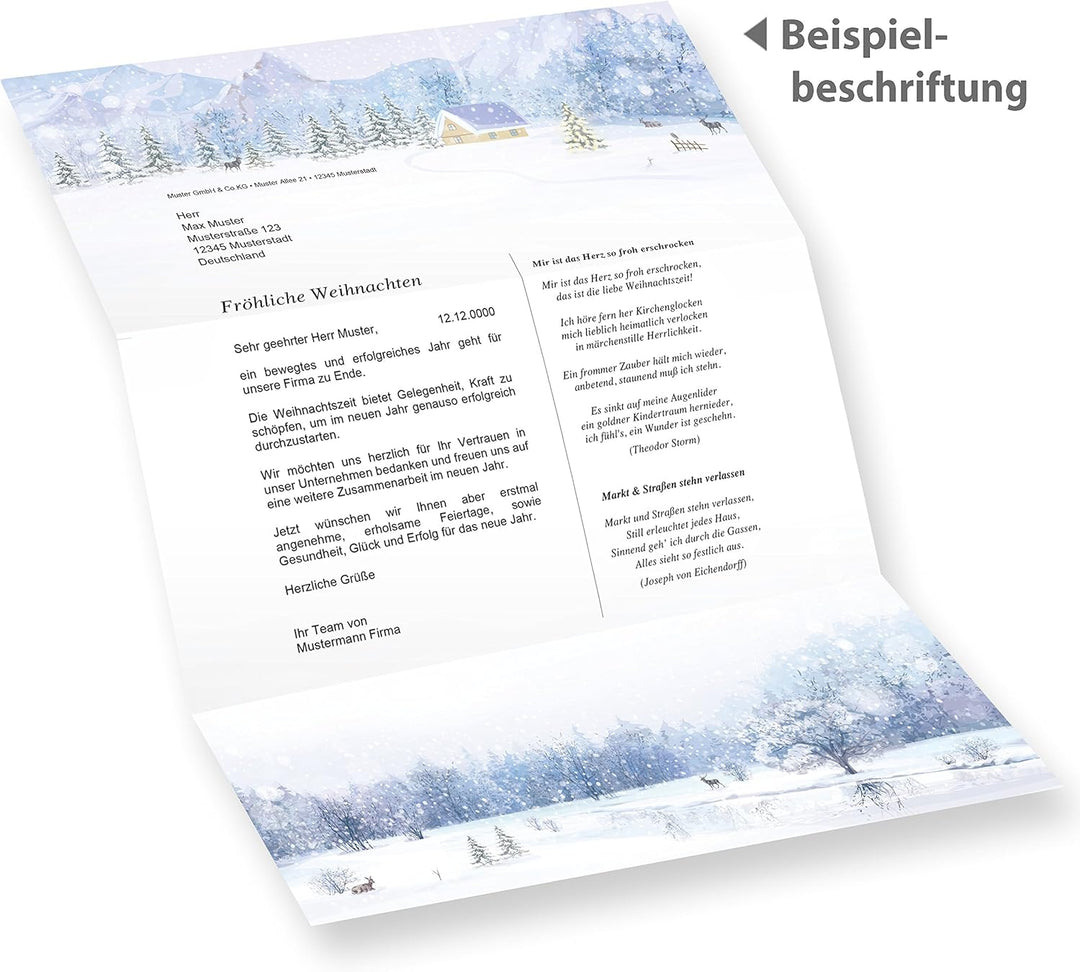 Briefpapier Weisse Weihnachten 250 Sets ohne Fenster Weihnachtsbriefpapier mit Umschläge weihnachtli