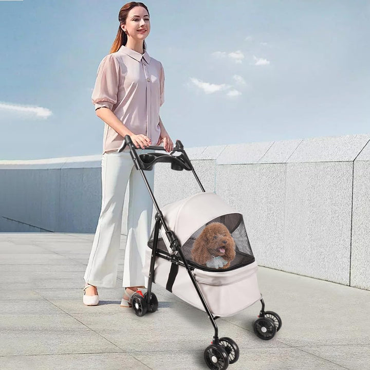 Homewell Klappbarer Haustierwagen mit Getränkehalter, Hundewagen & Katzenwagen, Leicht & Bequem mit