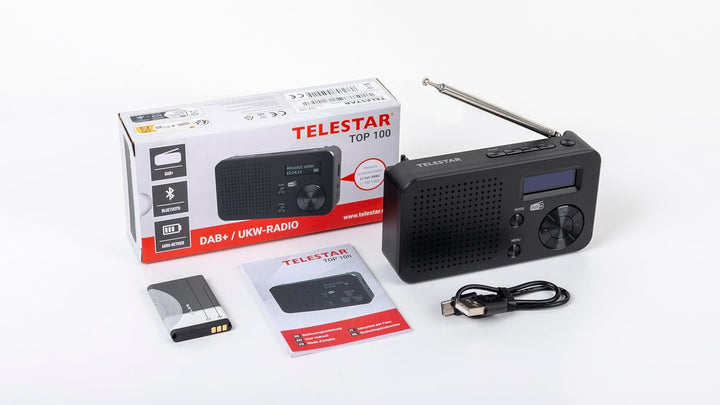 TELESTAR TOP 100 – Mobiles DAB+/UKW Radio (austauschbarer Akku, bis zu 15 Std. Spielzeit, kurzes Lad