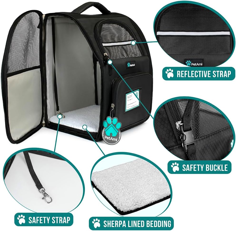 PetAmi Hunderucksack für kleine und grosse Katze, Haustier, Welpen, belüfteter Haustier-Wanderrucksa