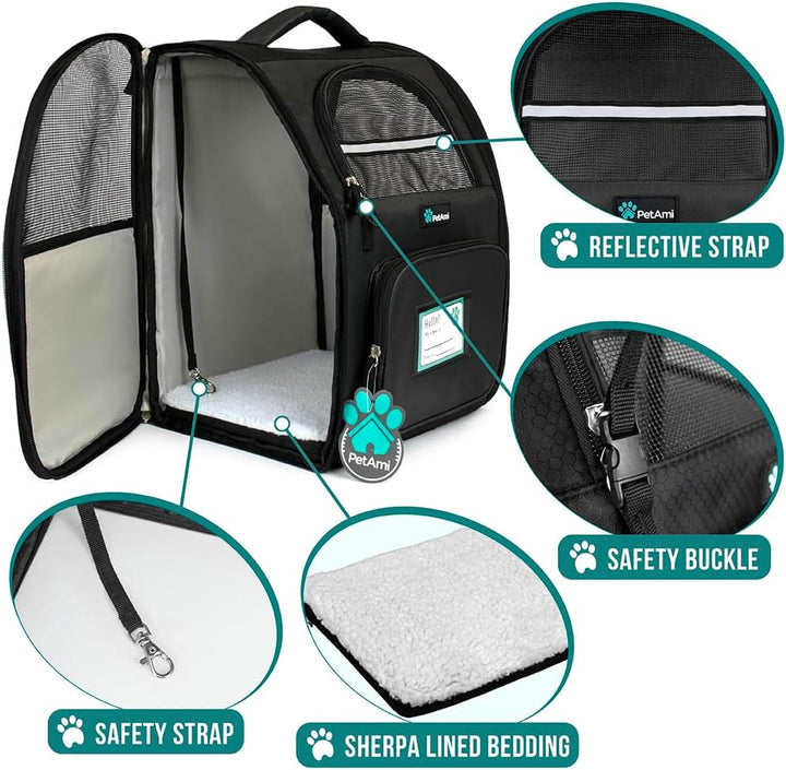 PetAmi Hunderucksack für kleine und grosse Katze, Haustier, Welpen, belüfteter Haustier-Wanderrucksa