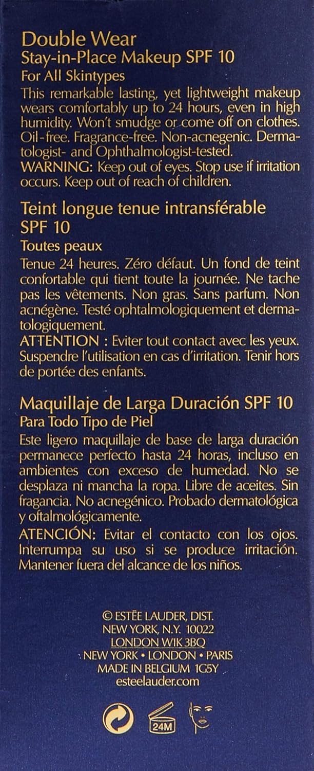 Estée Lauder Double Wear Stay In Place Makeup SPF10 Femme, 3C2 Pebble, 1er Pack (1 x 30 ml) 04 Pebbl