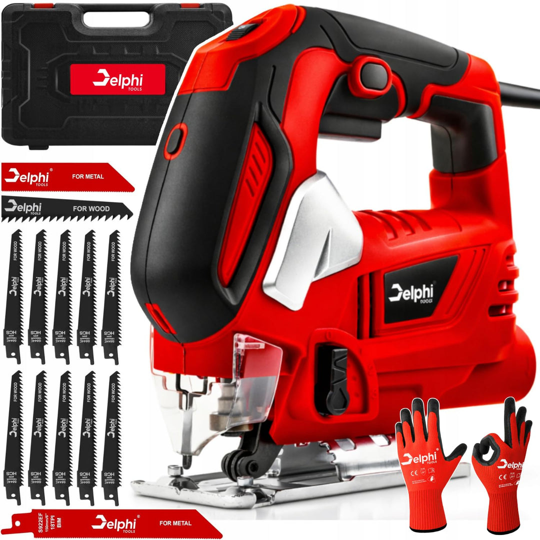 Delphi Stichsäge 750W mit Laser & LED - Elektrische Pendelhub Stichsäge mit Kabel, variable Geschwin