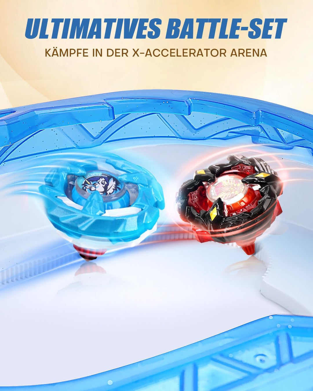 X-Arena Starter-Set – 6 Battle-Tops mit 2 Startern, Beschleunigungsbahn & Schutzdach, Geschenk für J