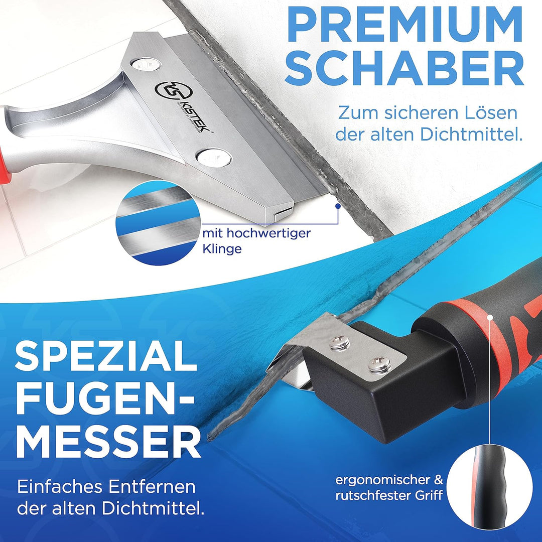 KISTEK® Silikonentferner Set (18-teilig) zur Silikon Entfernung und Erneuerung von Acryl- & Silikonf