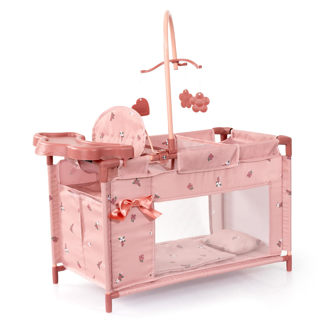 Bayer Design 62626AA Puppenbett mit Schrank, Sitz, Mobile, Ablage, Bettdecke, Kissen, Puppenzubehör