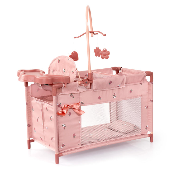 Bayer Design 62626AA Puppenbett mit Schrank, Sitz, Mobile, Ablage, Bettdecke, Kissen, Puppenzubehör