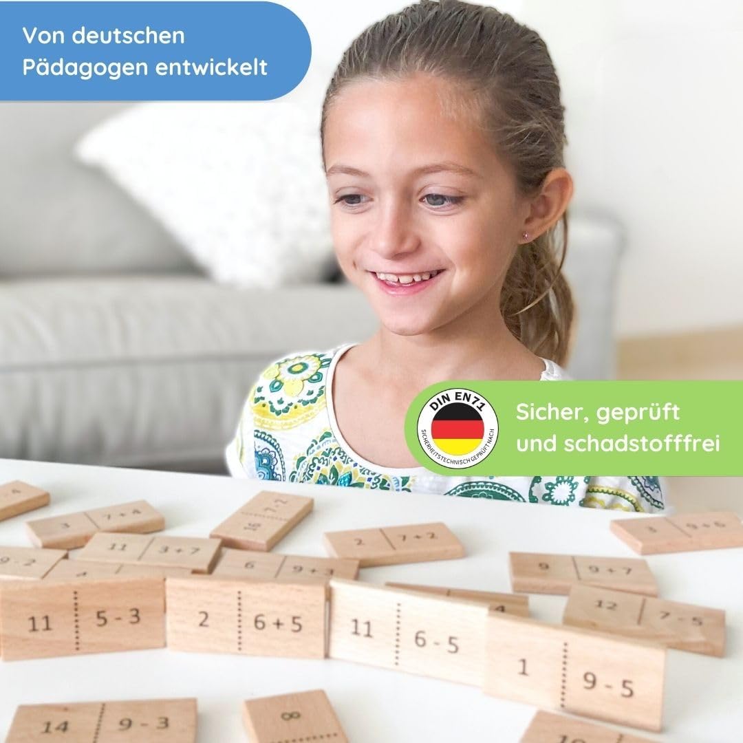 SCHMETTERLINE® Mathe-Domino Rechnen Lernen mit Spass - Lustiges Rechen-Spiel ab 5 Jahre für 1. Klass
