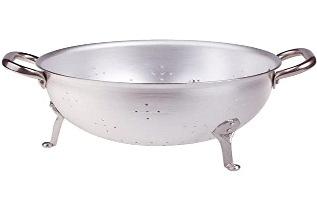 Pentole Agnelli Aluminium Profi 3 mm, Nudelsieb A DREI Füsse mit Zwei Griffen 28 cm Silber/schwarz,