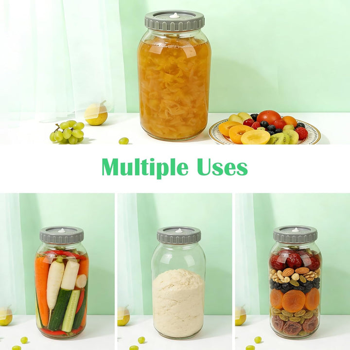 Fermentierglas, 2 Stück FermentiergläSer 2L, Breiter Mund GäRbehäLter mit Luftschleuse, für Sauerkra