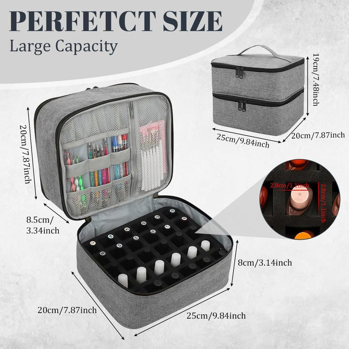 Nagellack Aufbewahrung Tasche Doppelschicht Nagellack Tasche Wasserdicht Nagellack Organizer Grau Ny