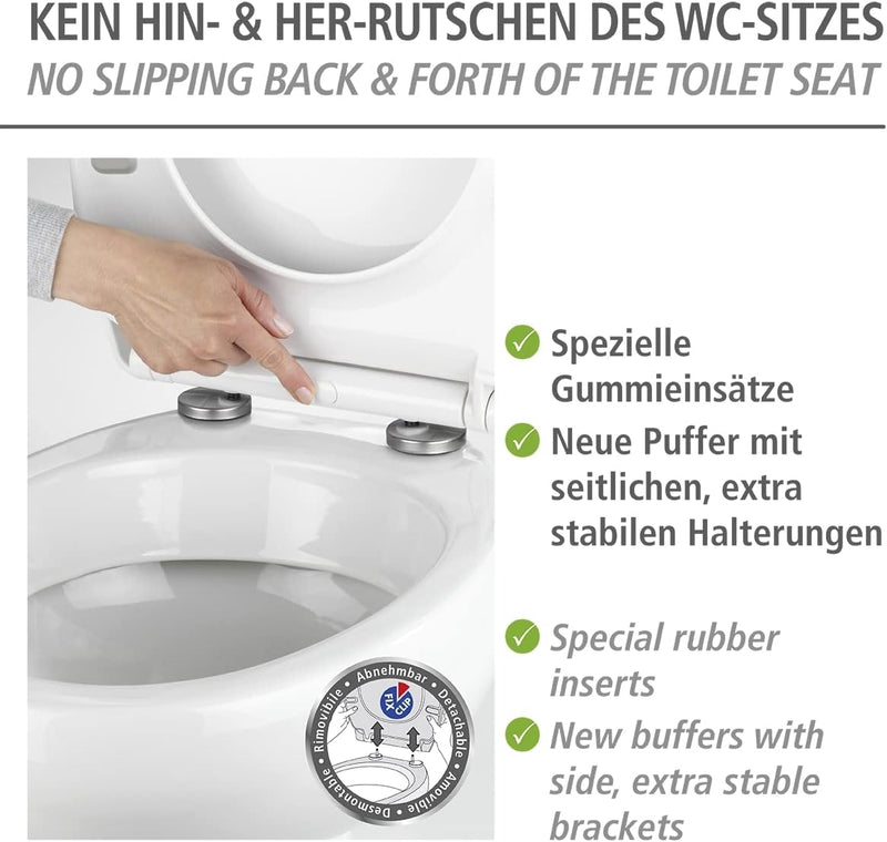 WENKO WC-Sitz Rieti, hygienischer Toilettensitz mit Absenkautomatik, stabiler WC-Deckel bis 350 kg b