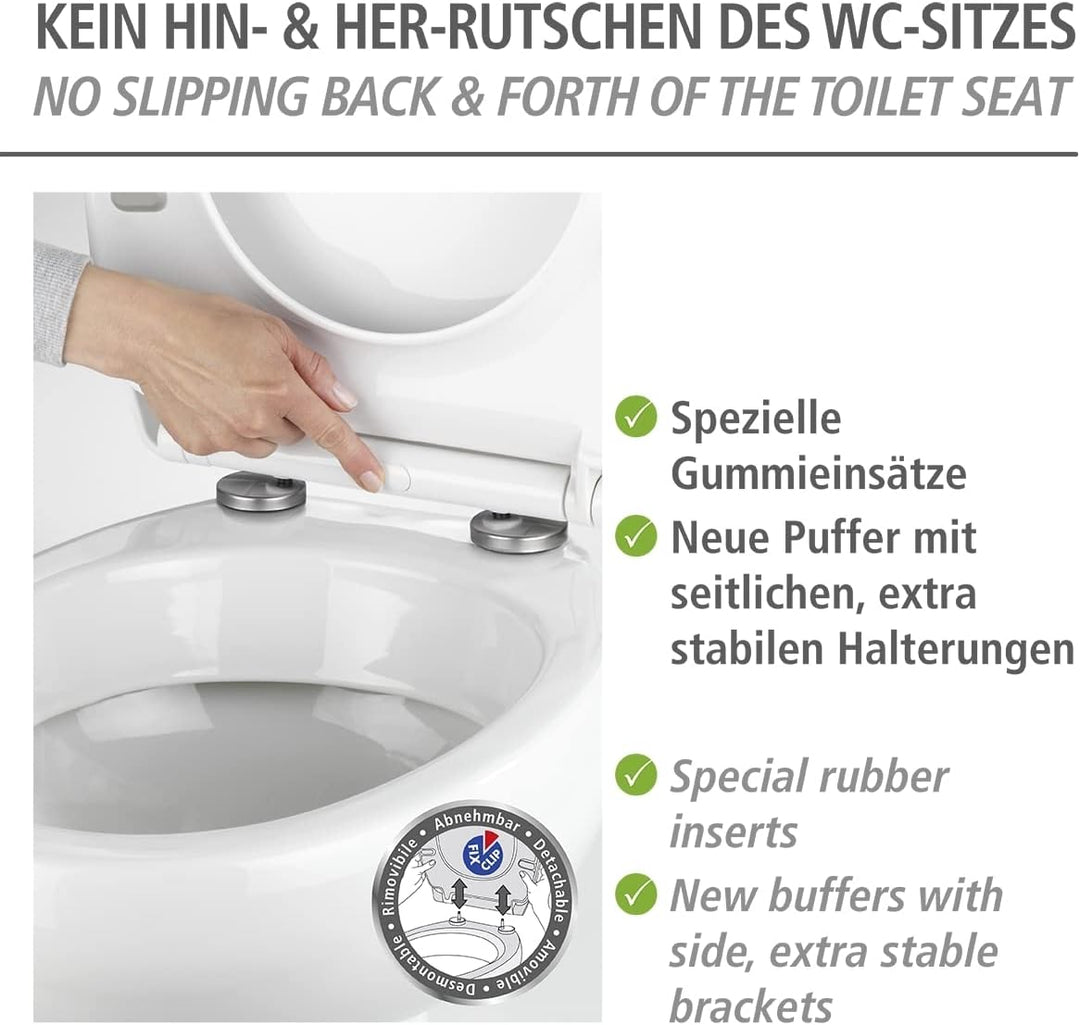 WENKO WC-Sitz Gubbio, hygienischer Toilettensitz mit Absenkautomatik, stabiler WC-Deckel bis 350 kg