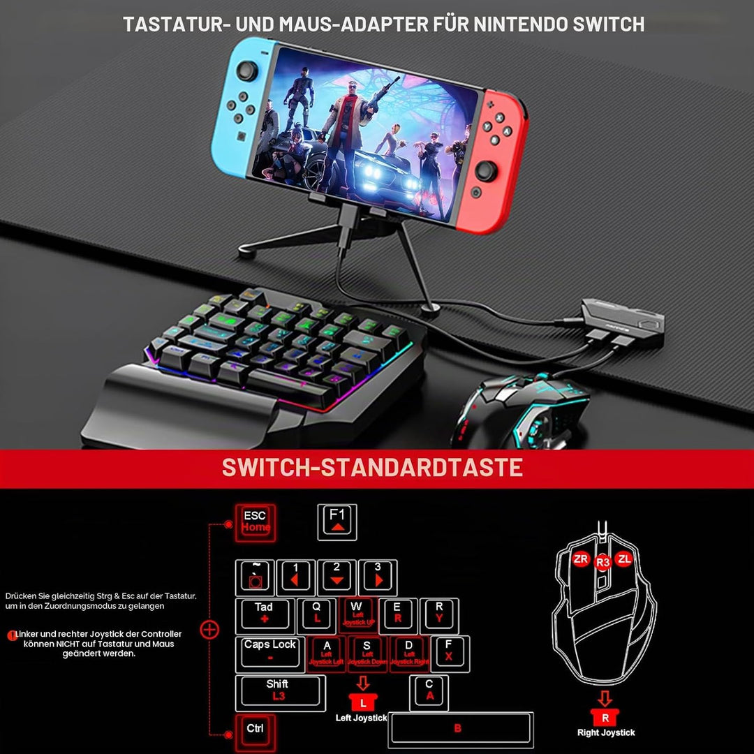 Arvin Tastatur und Maus Adapter für Nintendo Switch/Xbox/PS3/PS4, Kabelgebundene &amp; 2.4G Wireless Mau