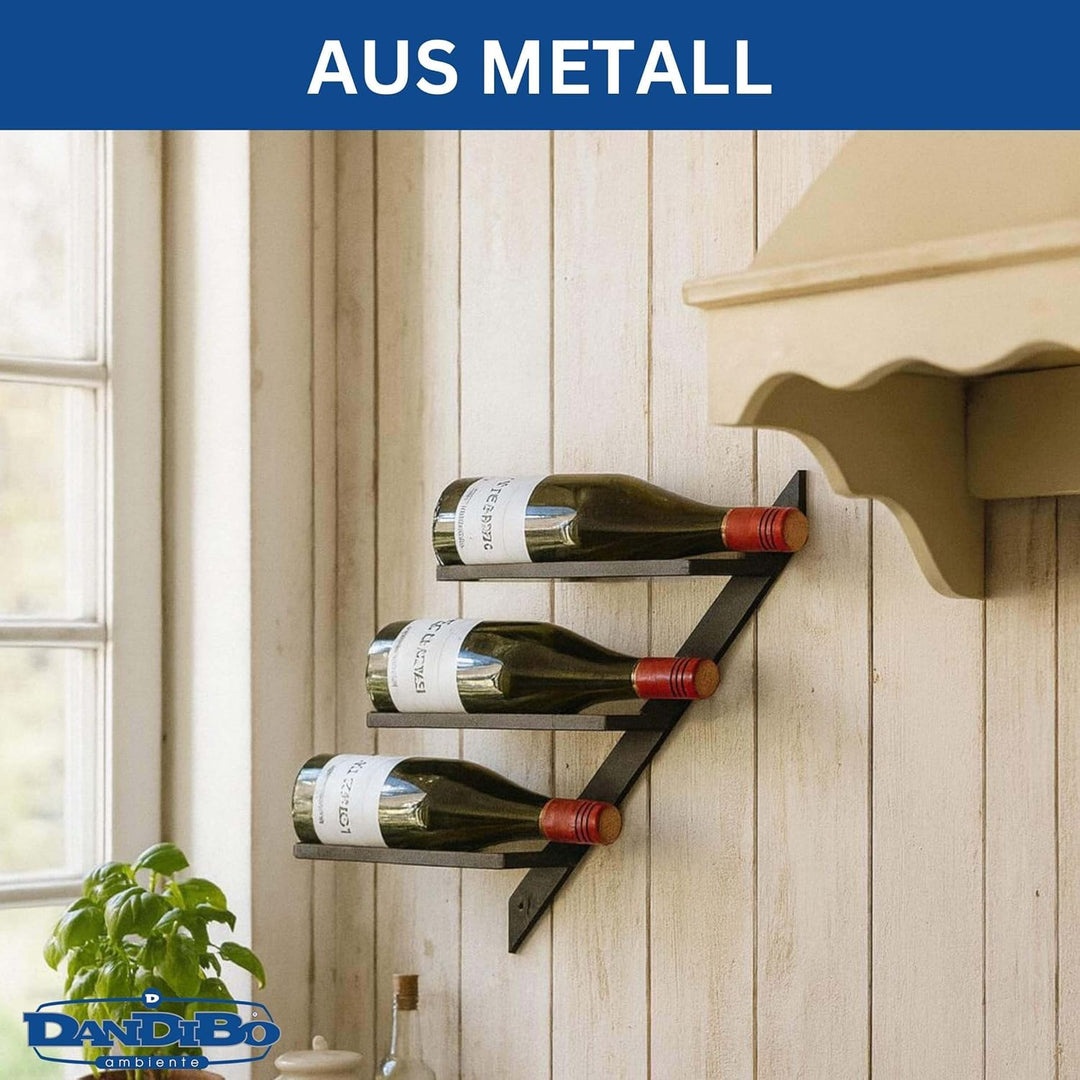 DanDiBo Weinregal Wand Metall Schwarz Modern 96692 Flaschenregal Schmal Wandmontage Wine Rack Weinfl