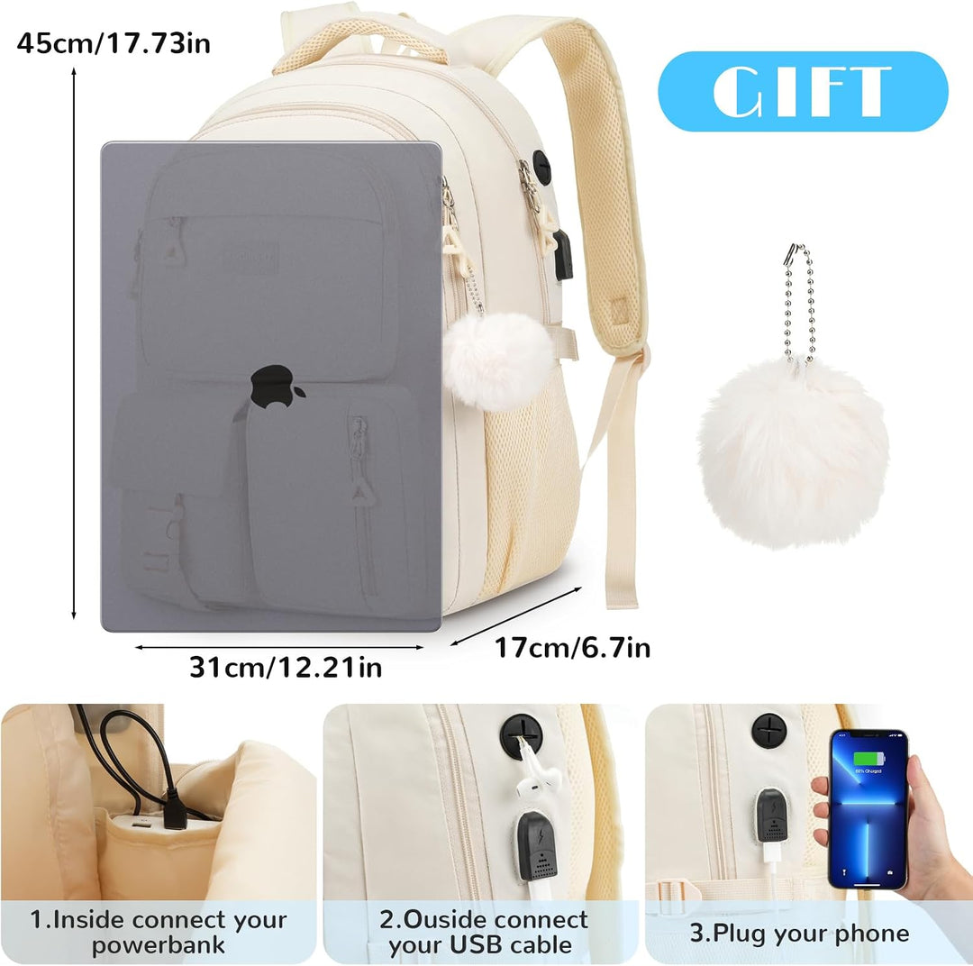 kadilong Rucksack Mädchen Teenager Rucksack Laptop Damen Schultasche Frauen Schulrucksack mit USB La
