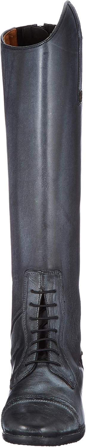 HKM - Damen Reitstiefel VALENCIA Leder cognac kurz Schwarz Grau 36 EU, Schwarz Grau 36 EU