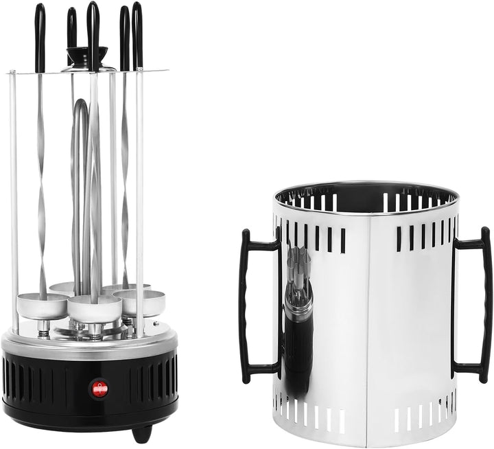 Vertikaler Edelstahl Elektro-Tischgrill inkl. 5 Spiesse, BBQ Rundgrill für Schaschlik Gyrosspiesse D