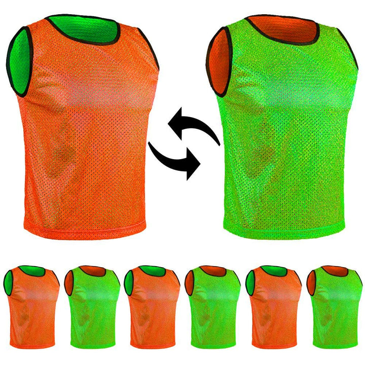 SPORTSBIBS 6X Fussball Leibchen für Kinder und Erwachsene - Set von 6 Stück - Wendeleibchen 2-Farbig