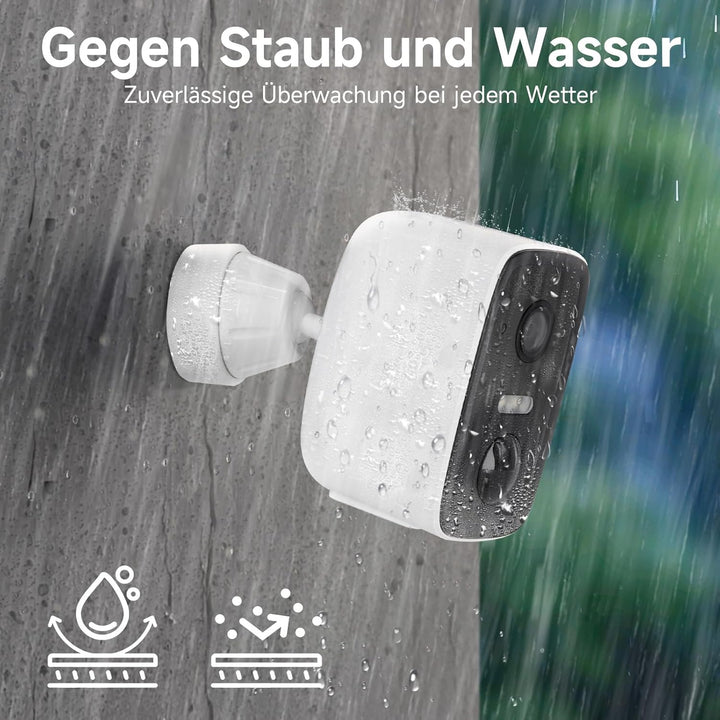 Rollei Überwachungskamera Wireless Security Cam 2K V2 Kabellose Kamera Überwachung Aussen Bewegungs