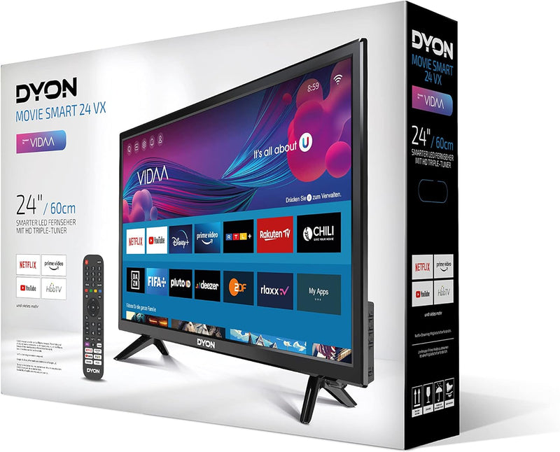 DYON Movie Smart 24 VX 60 cm (24 Zoll) Fernseher (HD Smart TV, HD Triple Tuner (DVB-C/-S2/-T2), App