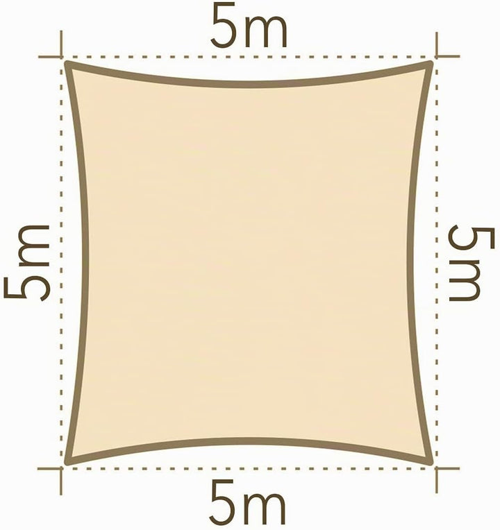 Sonnensegel luftdurchlässig 5 x 5 m - Farbe Creme - quadratisch - Material HDPE Quadrat - Creme 5m,