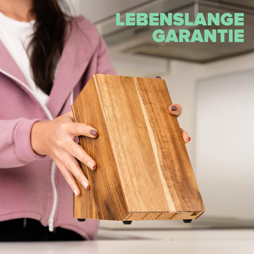 Coninx Messerblock ohne Messer - Akazienholz Knife Block - Universal Messerblock Holz - Einfache Küc