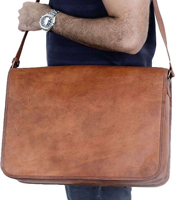 Leder Messenger Kurier Tasche Geschenk Männer Frauen Business Arbeit tragen Laptop Computer Bücher h